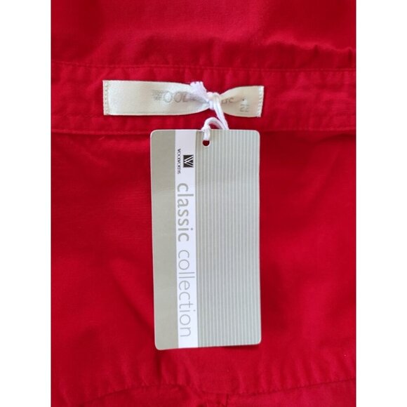 Red Button-Up Short Sleeve Blouse Women's Size 22 Woven 100% Cotton, NWT - Picture 3 of 9